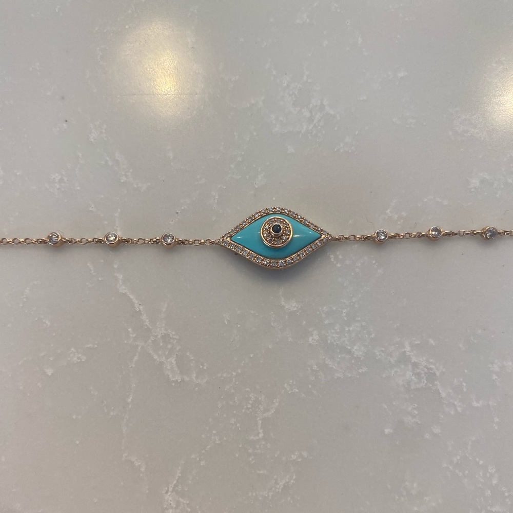 Gold and Turquoise Third Eye Bracelet w/ diamonds